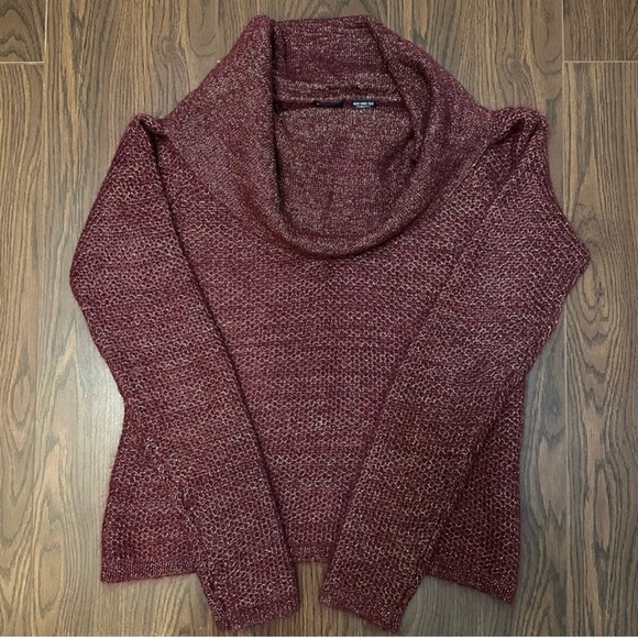 Moda International Mohair Cowl Neck Sweater Sml Burgundy Gold Victoria’s Secret - Picture 12 of 12